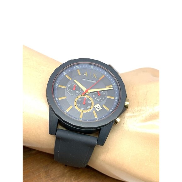 Armani Exchange Men's Watch AX1335 Quartz Chronograph Blue Dial Rubber Band 44mm - Picture 5 of 13